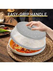 10.63 英寸 x 3.15 英寸大号可折叠透气硅胶微波炉食物防溅盖，带手柄 - 二合一微波炉盘碗盖厨房配件 - 彩色 - 查看 6