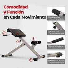 Silla Romana Plegable para Hiperextensiones con Extensión de Espalda, Banco de Abdominales para Entrenamiento de Glúteos y Abdomen en Casa - Original - Ver 6
