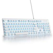 Gaming Keyboard And Mouse Set, Retro Punk Round Keycaps, RGB Backlit, Mechanical Feel, Anti-Ghosting, Wired, For PC Laptop Gamer - View 6