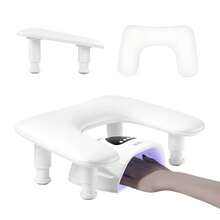 Adjustable Height Manicure Hand Pillow, Removable PU Dual Hand Nail Art Hand Cushion Manicure Tool - White - View 6