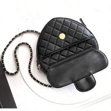 Black Quilted Heart - Shaped Chain Crossbody Bag For Women - 19 * 18 * 6cm - Elegant Casual Shoulder Purse​ - 黑色 - 查看 6