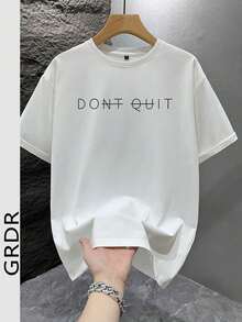 GRDR加大码男士夏季白色休闲运动简约圆领短袖T恤，适合夏季穿着，舒适透气，引领时尚潮流 - 白色 - 查看 2