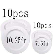 50/25/12件套纯白餐盘，包含7.5英寸甜点盘和10.25英寸餐盘，易于清洗且可重复使用，适合各种场合。无论您是盛放沙拉、烧烤、开胃菜还是甜点，这些优雅的纯白餐盘都能满足您的所有需求。 - 白色 - 查看 16