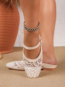 Vielseitige Ballerinas im Urlaubsstil 2026 Atmungsaktive, rückenfreie Mary-Jane-Schuhe mit Schnalle und offener Zehenpartie, flache Ballerinas mit eckiger Spitze, perfektes Geschenk für die Feiertage, Cut-Out - Aprikosenfarben - Übersicht 6