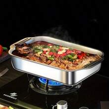 Bestselling Stainless Steel Rectangular Baking Tray With Lid - Fish Grill Baking Pan, Multi-Functional Large Capacity Oven Cooking Steamer Tray, Insulated Design Suitable For Home Kitchen And Dining, Medium/Large Size, Easy To Clean, Dishwasher , Highly Praised Kitchen Cooking Utensil - Multicolor - View 11
