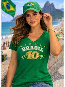 Brazil Fabric V-Shaped Piece Holiday Daily Vacation Sports And Fitness Travel - 10 GREEN - View 2