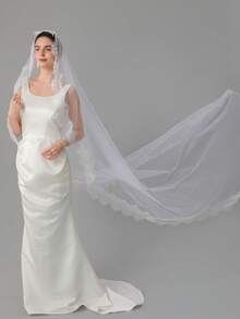 Khăn voan cô dâu ren cao cấp dài 1,5m/3 mét, màu trắng/ngà/đen. - B - Xem 4