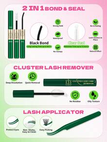 Lashsun 560 PCS 4 Styles D Curl Cat/Doll/Mega/Volume Lash Clusters Kit, Eyelash Clusters Extensions With Bond&Seal Remover Tweezers For Beginners And Proficient, DIY At Home Easily, Soft Comfortable Easy Apply Natural Look For Makeup Daily Life - Black - View 8