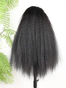 Blended Hair Is Made From Human Hair Mixed With Synthetic Fibers And Protein Filaments Synthetic Lace Front Wig 180 Density Kinky Straight Half Wig Human Blended Hair 13x4 Lace Half Wigs Human Blended Hair Wear Go Glueless Beginner Friendly Curly Half Wig Drawstring Headband Wig For Women(Bob 8-16inch) - Natural & Black - View 6