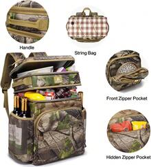 Laripwit 54/40 Cans Backpack Cooler Insulated Leak-Proof Large Cooler Backpack Double Deck Lunch Backpack Men Women - Soft Cooler Bag Tactical, Camping, Picnic, Beach, Hiking - Hai tầng - với dây đeo co giãn - Xem 4