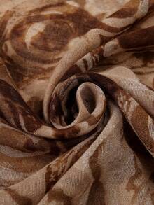 1pc New Bali Yarn Ink Whirlwind Print Scarf, Elegant And Fashionable Thin Sunscreen Scarf For Women, Multi-Functional Soft Shawl Scarf, Daily Evening Dress Outer Wear, Travel Beach Sunshade Shawl, Photography Wear And Festival Gift - Multicolor - View 5