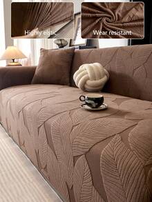 1件装四季通用弹力沙发套，防滑全包覆式沙发垫套，带泡沫条，可机洗防尘，适用于卧室、办公室、客厅，L型及1/2/3/4人座沙发 - 咖啡棕 - 查看 1