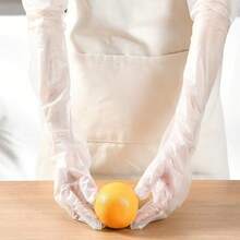 10pcs Extra Long Arm Protection Anti-Oil Splash! PVC Household Gloves/Disposable Kitchen Gloves/Elastic Cuff Protective Gloves - CPE Long-arm Gloves - View 9