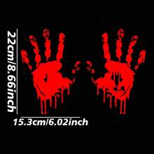 Personalized Funny Red Palm Print Car Sticker, Hand Print Blood Stain Decal - A - View 5