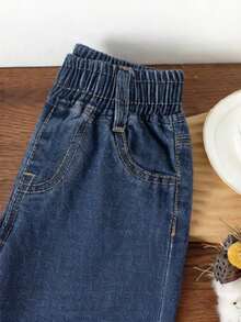 Disney Officially Licensed  Brand, Baby And Toddler Jeans,  Patterned Print, Spring And Summer Long Pants, Children's Denim Pants, Cute And Casual Versatile Pants - 中等水洗藍 - 查看 6