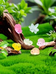 16pcs Luminous Mini Resin Cow Figurines, Glow-In-The-Dark Small Animal Decor For Fairy Garden, Micro Landscape, Aquarium, Potted Plants, Home & Outdoor Decoration, Perfect Party Favors And Birthday Gifts, Random Colors - A - View 1