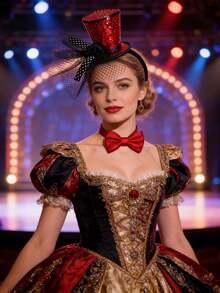 1pc Fashionable & Elegant Red Mini Top Hat, Suitable For Charming Tea Parties, Back To School Season, Parties, Music Festivals, Halloween, Christmas, And New Year's Eve - Multicolor - View 7