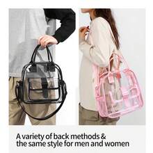 Ubysoyi Designed Handbag Clear Bag Large Capacity Stadium Approved Transparent Tote Bag Shoulder Bag Clear Bag Outdoor Sport Bag Lightweight Daily Crossbody Bag With Adjustable Strap With Bag Pendant For Women/Unisex Beach Waterproof Handbag For Concert Sport School Swimming Travel Vacation See Through Beach Storage Bag - 黑色 - 查看 2