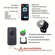 7-Mode LED Disco Ball Party Light With Remote Control - Colorful Sound Wave Activated Stage Light Suitable For KTV, Home Decoration, Birthday, Halloween, Christmas And DJ Bars - USB Powered, Multi-Room Compatible, Activity Lighting | Colorful LED Lights | Easy-To-Install Lighting, Disco Party Supplies - 彩色 - 查看 7