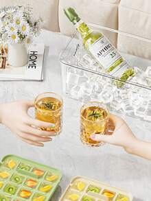 One-Click Ice Cube Tray (With Ice Scoop), Press-Type Ice Cube Maker With Lid Homemade Ice Cube Box For Home Use, Refrigerator Storage Tray--Fruit Ice Cubes, Basic Kitchen Accessory, Christmas, Thanksgiving Gift, Manual DIY Ice Cube Freedom - View 3
