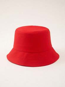 1pc Women's Versatile Solid Red Auspicious Bucket Hat, Suitable For All Seasons, Daily Wear, Sun Protection And Windproof - A - View 1