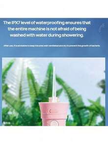 HYUNDAI W1 Portable Water Flosser: Cocok untuk penggunaan di rumah maupun saat bepergian, dengan tangki air besar 200ml dan daya tahan baterai hingga 30 hari. Peringkat tahan air IPX7. - Berwarna merah muda - View 6