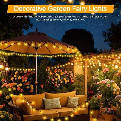 200颗LED太阳能户外灯串，8种照明模式，适用于户外花园、庭院、树木、圣诞节、新年、婚礼等场合（暖白光/白光/多色），家居装饰及配件