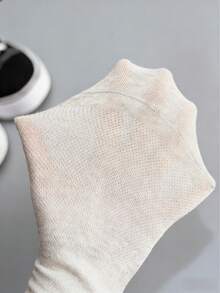 1 Pair Men's Breathable Mesh Mid-Calf Socks, Thin Solid Black Business Socks For Spring/Summer - Multicolor - View 7