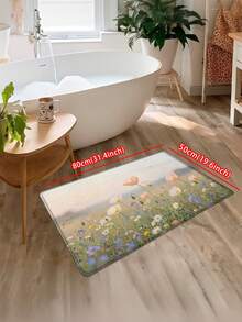 1pc Gradient Color Snapdragon Floral Pattern Doormat, Modern Farmhouse Style Absorbent Non-Slip Bath Mat, Living Room Bedroom Small Rug, Outdoor Rug, Entryway Rug, House Rug, Entrance Shoe Scraper Mat - Gentle Flower Field - View 15