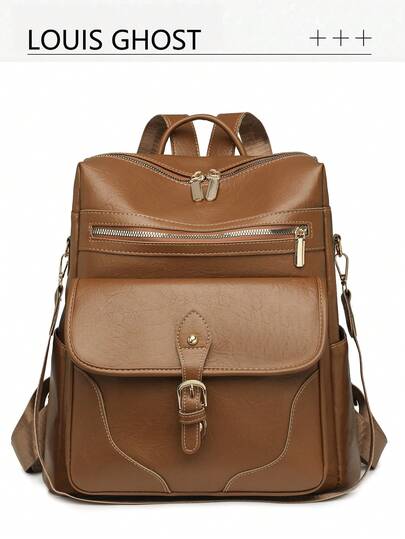 Vintage Commuter * Light Luxury Texture | Backpack, Unlocking Versatile Elegance For The Workplace, Travel, And Daily Life. The Spacious Main Compartment Accmmodates A 14-Inch Laptop And Documents, Meeting Professional Commuting Needs; The Front Flap Pocket And Zippered Hidden Pocket Allow For Organized Storage Of Your Phone