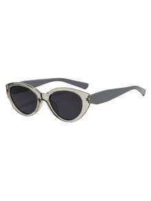 1 par de gafas de mujer con montura de PC transparente gris con diseño de ojo de gato, contraste de color minimalista, personalizado, de moda y con estilo callejero - Gris - Ver 2