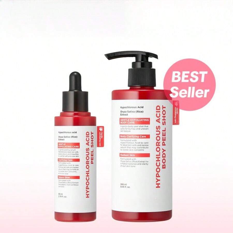 Medicub Hypochlorous Acid Rice Peel Shot Duo For Face & Body | Gentle Exfoliating Serum For Dead Skin Cells & Pore Care, Blackheads & Excess Sebum Control | Rice Extract, Hypochlorous, Panthenol For Hydrating & Smoothing Care - Hyaluronic Acid - 查看 1