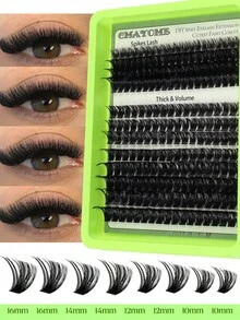 208pcs Self-Made Spiky False Eyelashes, Spiky Eyelashes And Thick Curly False Eyelashes, Cute Fairy Comfortable Lightweight Cartoon Style False Eyelashes, Reusable Individual Cluster False Eyelashes, Suitable For Y2K Butterfly Makeup - C/D MIX - View 14