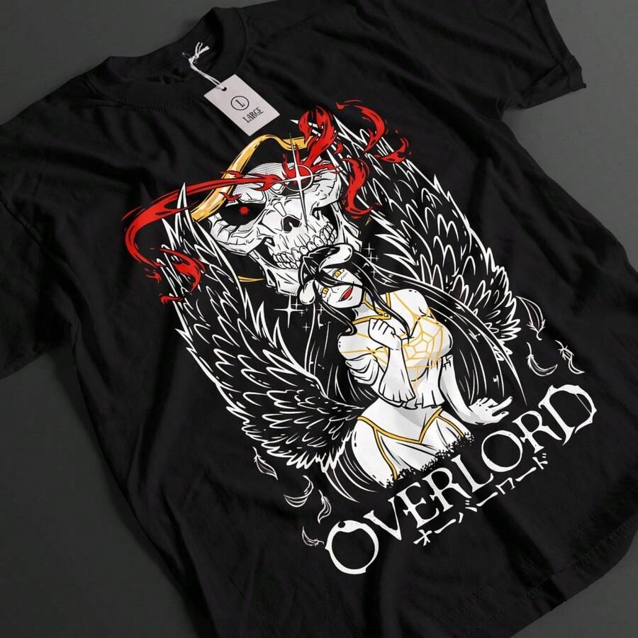 Overlord Shirt Ainz Tshirt Albedo T-Shirt Shalltear Top Demiurge Sebas Anime Tee - màu đen - Xem 1