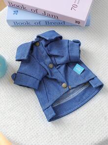 PETCIRCLE 1件宠物衣服 狗狗外套 小型犬套装 防污耐用 四脚外套 - 纯藏蓝色 - 藍色 - 查看 9