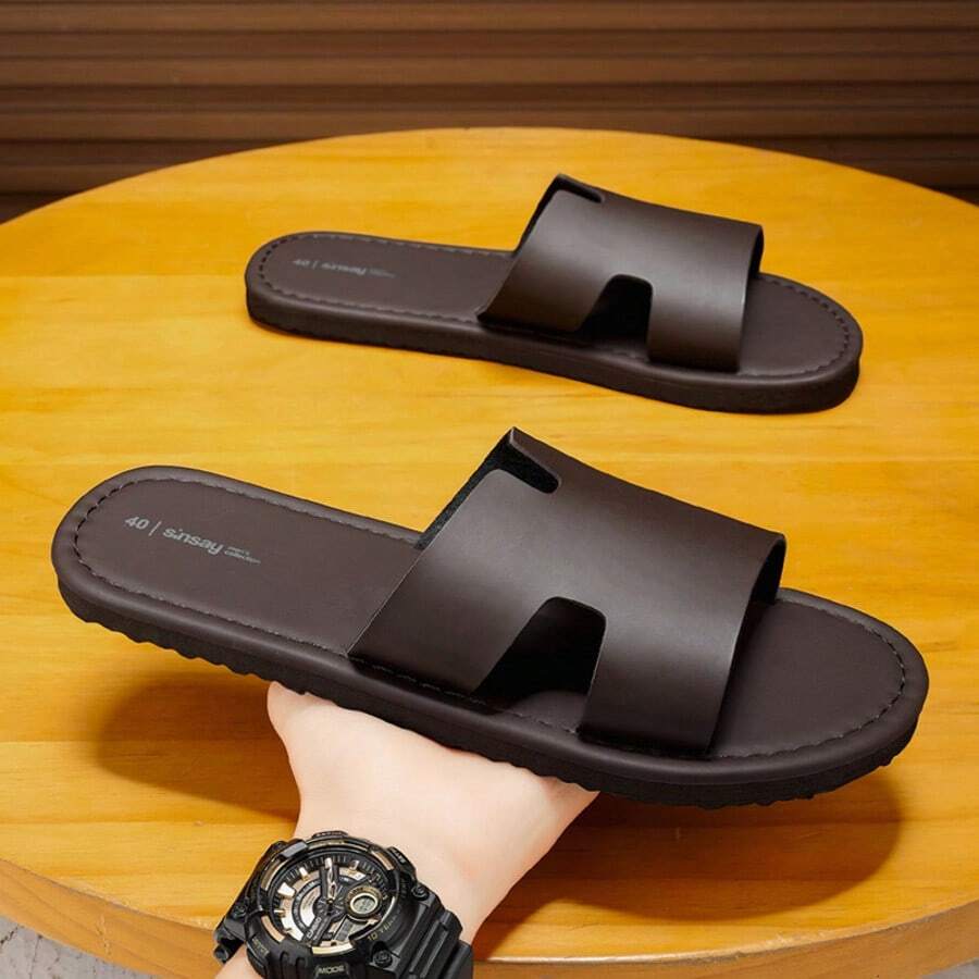 男士休闲拖鞋，轻便防滑，适合涉水 - 棕色 - 查看 1