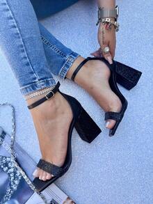 Women's Glittery Glamour Party Elegant Sandal 8.5 Cm - 黑色 - 查看 4