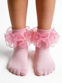 2双公主风荷叶边女童袜 - 彩色 - 查看 1