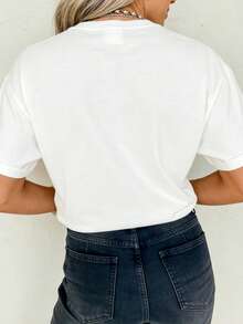 女款罗伯托·克莱门特 21 号波多黎各队图案 T 恤，休闲宽松短袖 T 恤，棒球迷必备，波多黎各骄傲白色上衣 - 白色 - 查看 2