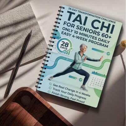 Sách hướng dẫn thực hành Thái Cực Quyền dành cho người cao tuổi và người mới bắt đầu - Bìa xoắn, bao gồm các bài tập hàng ngày tăng dần, các động tác nhẹ nhàng phù hợp cho việc rèn luyện thể chất, tập luyện và thực hành, hướng dẫn Thái Cực Quyền từng bước.