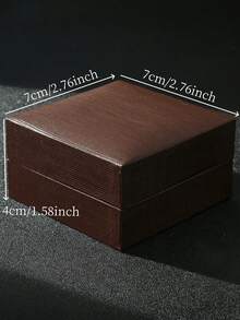 1个7*7*4厘米方形袖扣和领带夹展示包装盒，男士正装配饰收纳盒，适用于婚礼、生日、毕业典礼、节日珠宝礼盒 - 咖啡棕 - 查看 3
