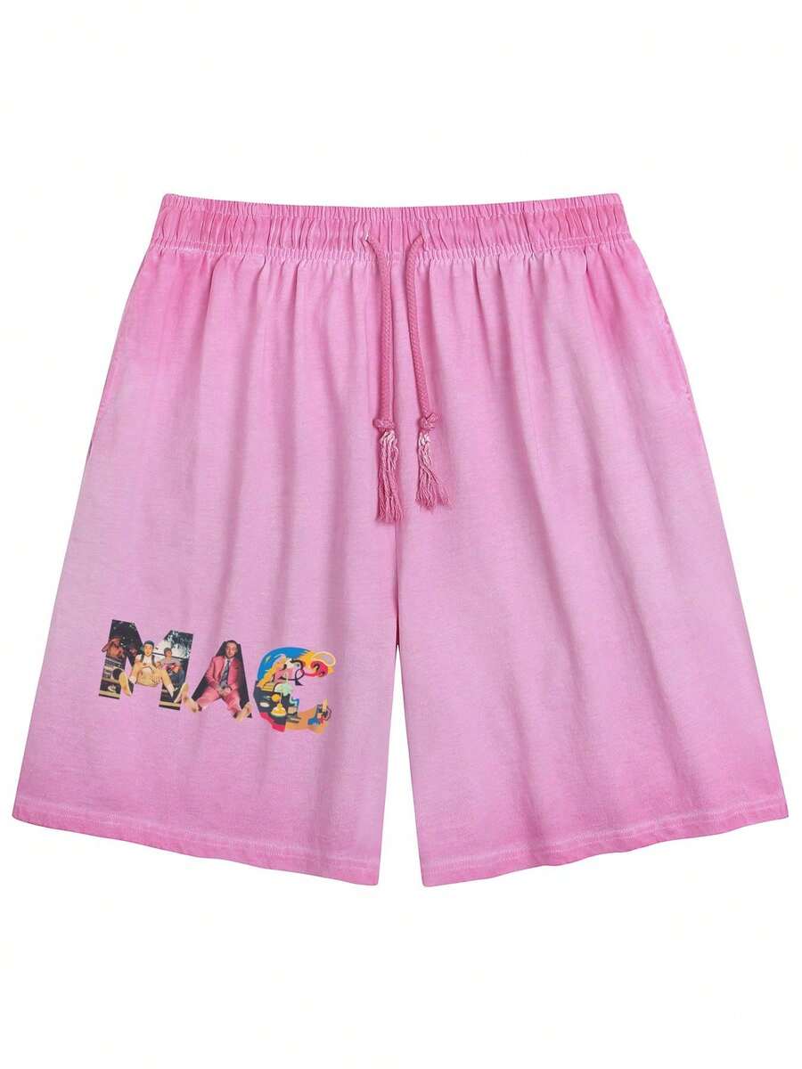 Stylish Pink Shorts With Vibrant ' Graphic Print And Comfortable Elastic Waist, Designed For Casual Everyday Wear And Coachella-Inspired Looks - 玫瑰紅褲子 - 查看 1