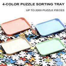 Bandejas apilables para clasificar rompecabezas (4 unidades, 30,5 cm x 22 cm); máquina clasificadora de rompecabezas con capacidad para 1000, 1500 o 2000 piezas. - Multicolor - Ver 1