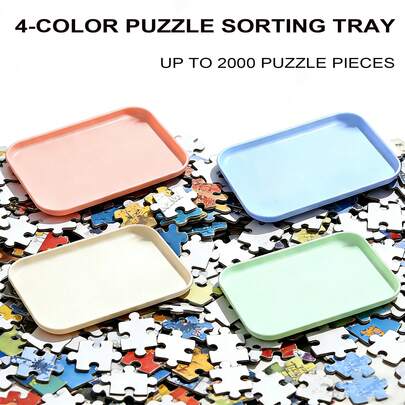 4pcs Stackable Jigsaw Puzzle Sorting Trays (30.5cm*22cm); Jigsaw Puzzle Sorting Machine, capable of handling up to 1000/1500/2000 puzzle pieces