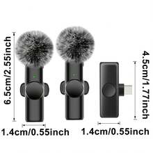 2.4G Wireless Lavalier Microphone, Type-C Interface, Plug And Play, Ultra-Low Latency, Built-In Noise Reduction Chip, Suitable For Video Recording, Interview, Podcast, Vlog, 50mAh Rechargeable Battery - Black - View 11