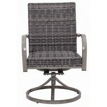 2 Sillas de Comedor Giratorias de Mimbre para Exteriores – silla de algodón lavada con agua. Estructura de hierro resistente para uso en patios en todo tipo de clima. - 1 - Ver 3