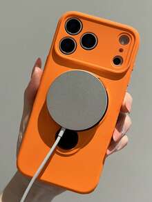 Luxury Liquid Silicone Camera Protection 360 Rotation Ring Holder Matte Magnetic Phone Case Compatible With IPhone 17 Pro Max 17 Pro 17 Air 17 16 Pro Max 16 Pro 16 Full Coverage Wireless Charge Soft Back Cover Anti-Drop - Orange - View 9