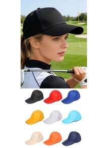 Solid Color Baseball Cap, Multiple Colors Available, Classic Minimalist Design Suitable For All Face Shapes, Wide Brim Effectively Blocks Sun, Suitable For Casual, Sports, Commuting All Seasons, Adjustable Buckle Design Fits Head Circumference, Essential Daily Wear Snapback,Summer,Beach,Holiday - A - View 1