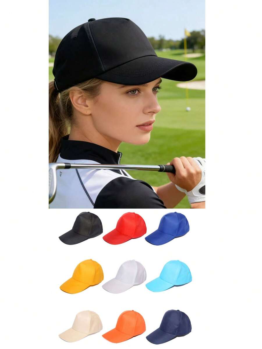 Solid Color Baseball Cap, Multiple Colors Available, Classic Minimalist Design Suitable For All Face Shapes, Wide Brim Effectively Blocks Sun, Suitable For Casual, Sports, Commuting All Seasons, Adjustable Buckle Design Fits Head Circumference, Essential Daily Wear Snapback,Summer,Beach,Holiday - A - View 1