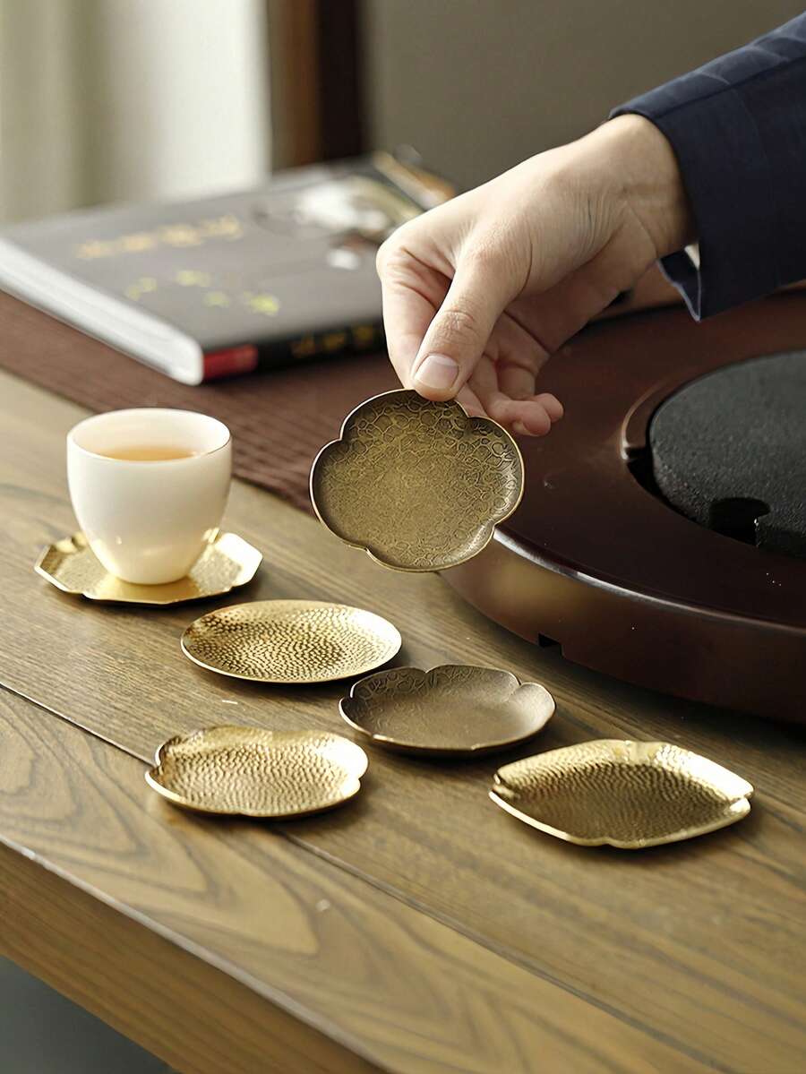 1个铜镀层茶杯垫 - 日式禅意风格，耐热防滑，茶道及家居装饰的优雅礼品 - 彩色 - 查看 1